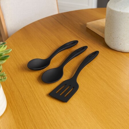 SET UTENSILIOS 3PZAS TRAMONTINA ABILITY NEGRO