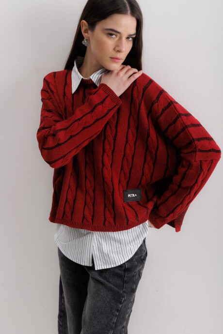 Sweater Oceano Crop Rojo/Negro