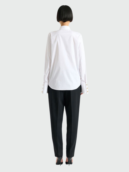 BALMAIN - SHIRT RUFFLED POPLIN Blanco