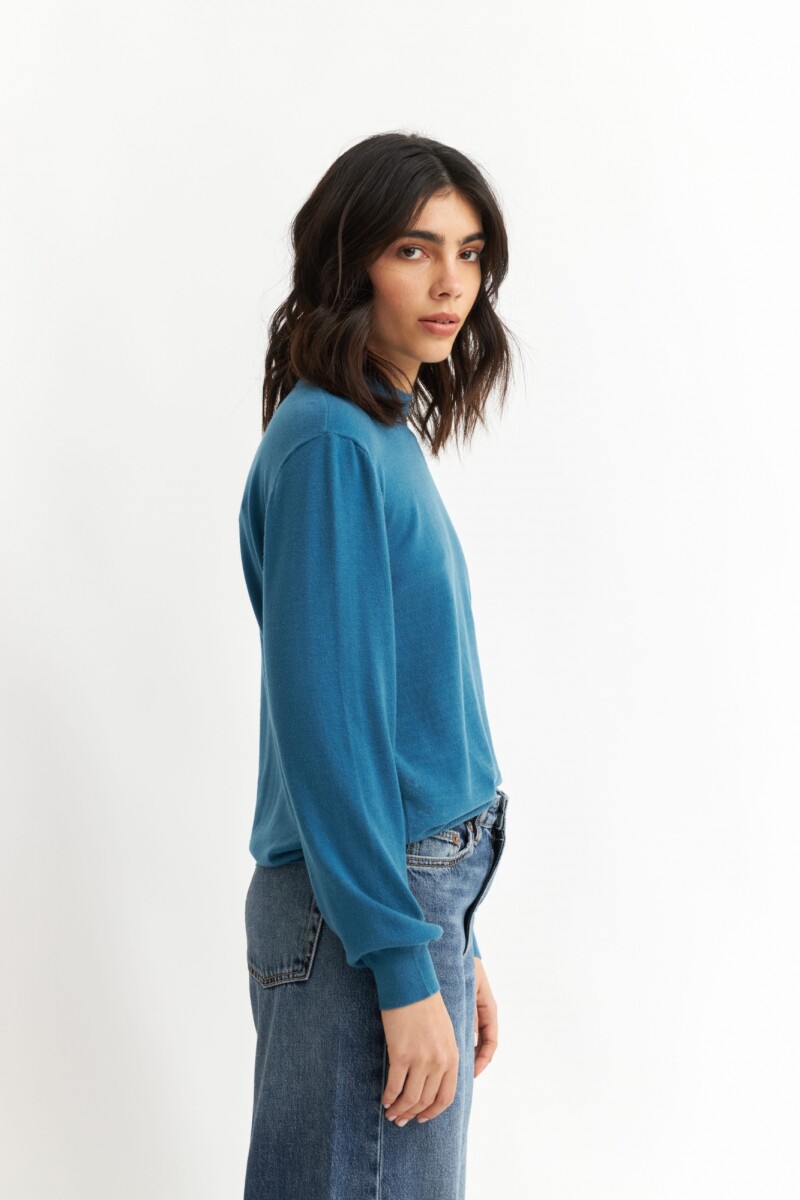 Sweater media polera con puños AZUL