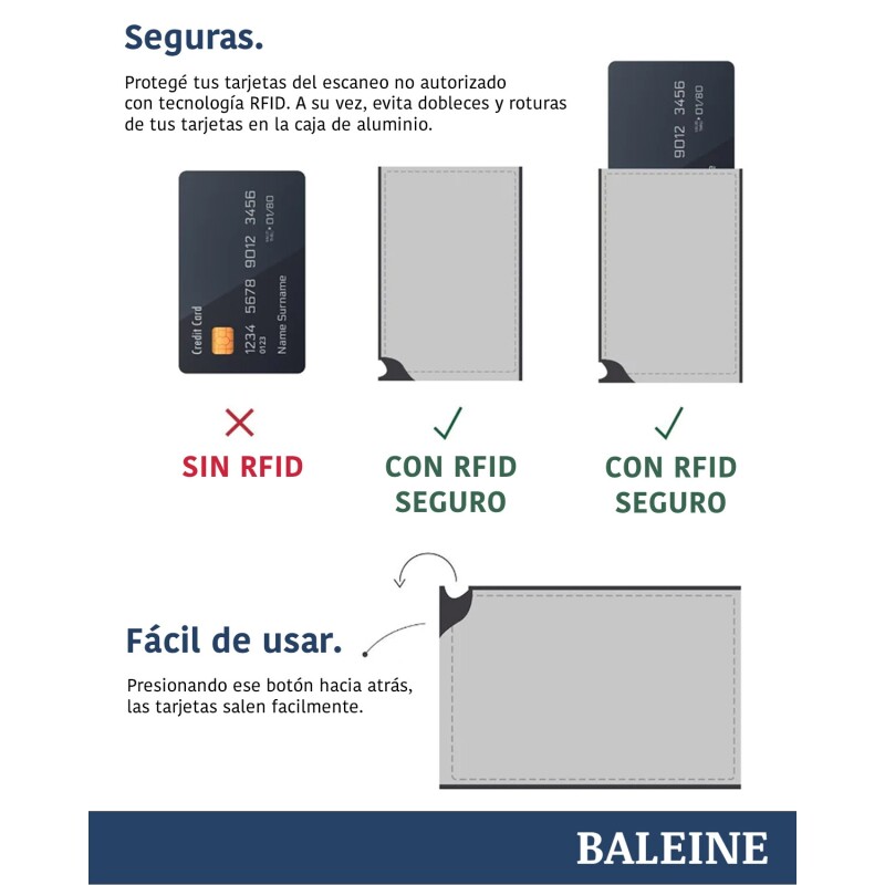 Billetera Baleine Double Kansas en Aluminio y Cuero con Protección RFID Army Green