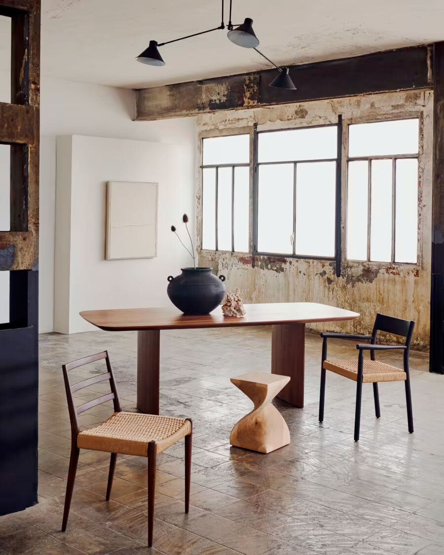 Mesa Litto de chapa de roble de nogal 200 x 100 cm