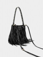 Bolso Bombonera Con Flecos Largos negro