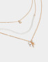 Collares Cortos Con flores Collar Corto Multicadena Con Flor - Dorado