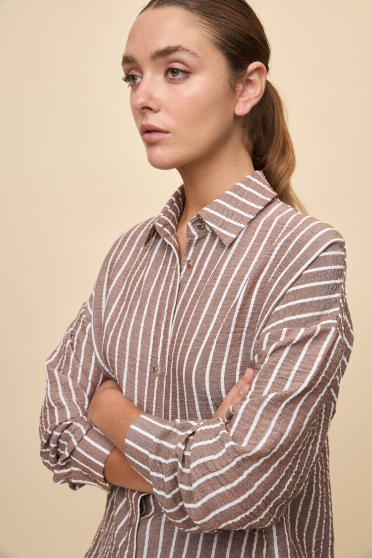 CAMISA SAUZAL STRIPED Chocolate