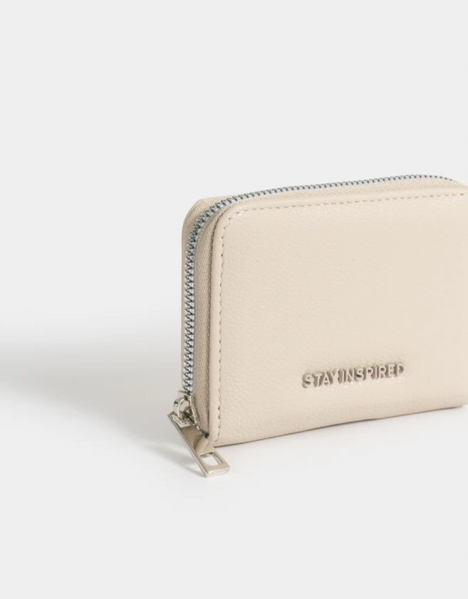 Billetera Estampados Billetera De Cuerina Con Cierre - Blanco Crudo