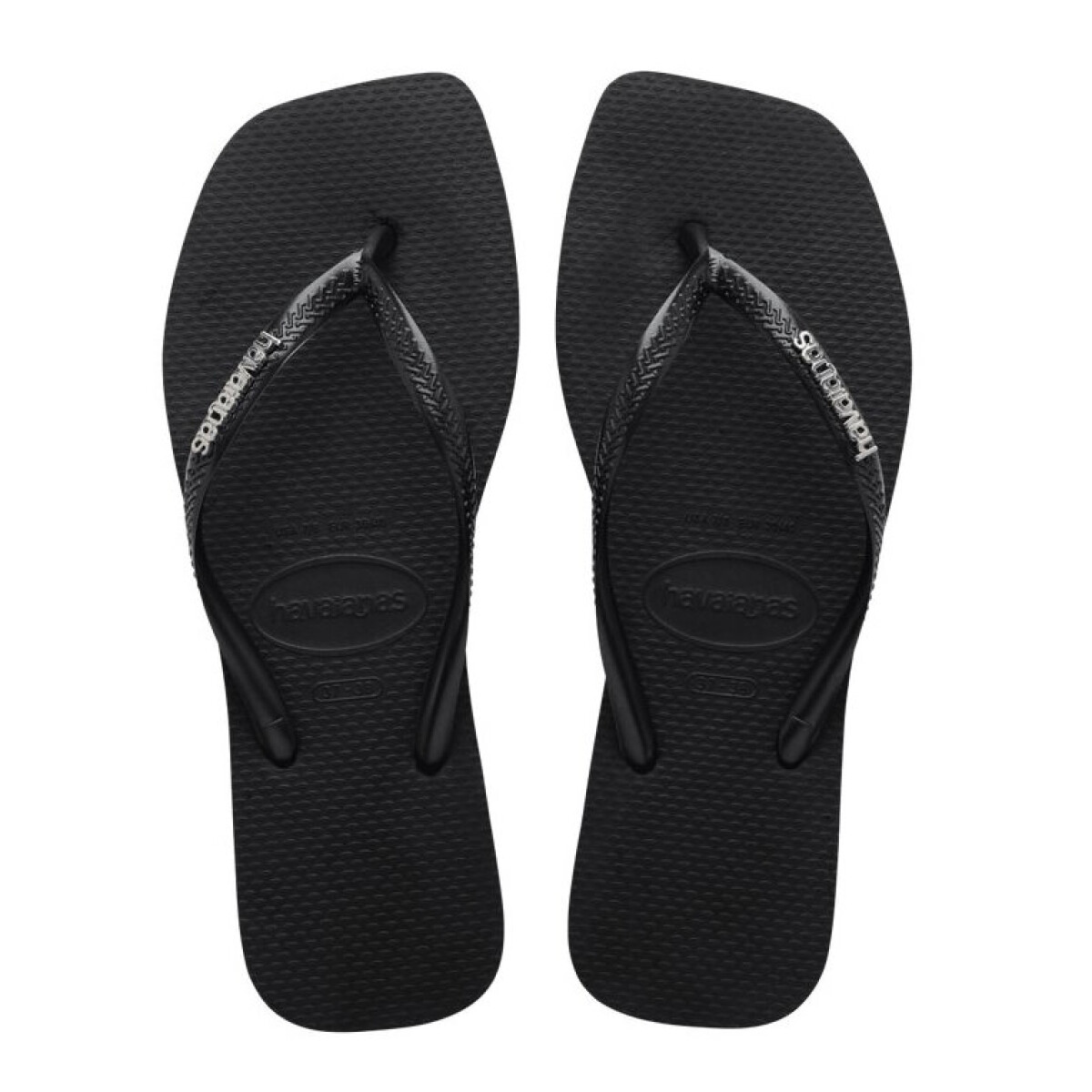 Sandalia de Mujer Havaianas Slim Square Logo - Negro - Plateado 