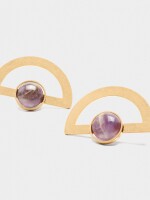 Pendiente Abanico Con Piedra violeta