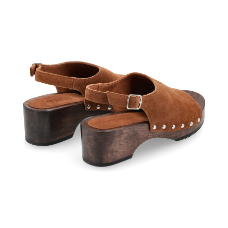 SANDALIAS VENET - CUERO CLOG MARRON