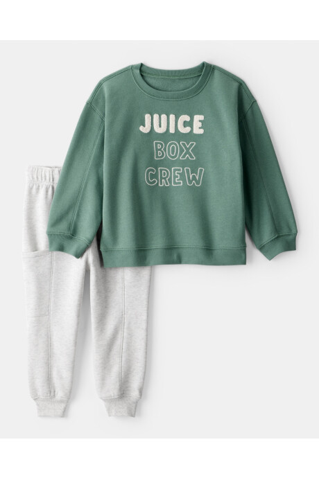 Set dos piezas de algodón, pantalón y buzo estampado Sin color