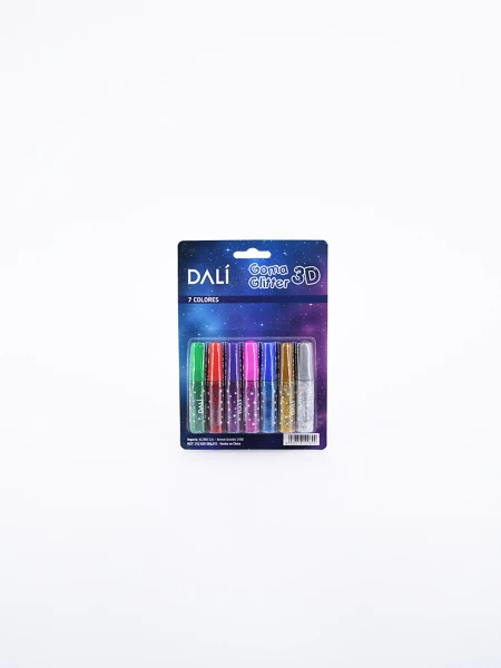 GOMA GLITTER 3D 7 COLORES MULTICOLOR