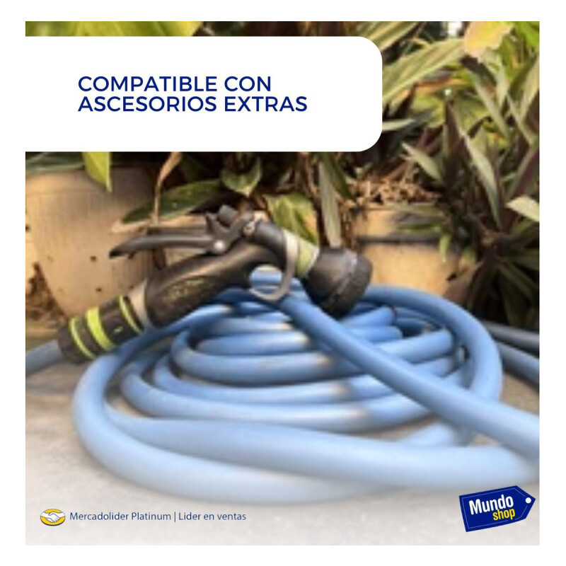 Manguera De Jardin Para Riego 20 Metros C/acoples Y Soporte Azul