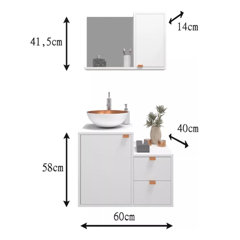 MUEBLE DE BAÑO SOL C/ESPEJO BLANCO 1415-4 Mueble De Baño Sol C/espejo Blanco 1415-4