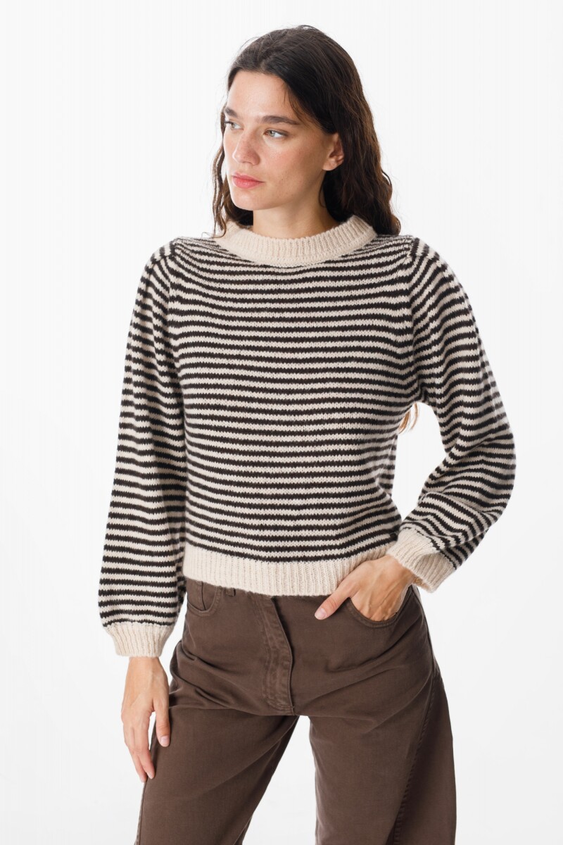 Sweater Fiber Rayas Negro