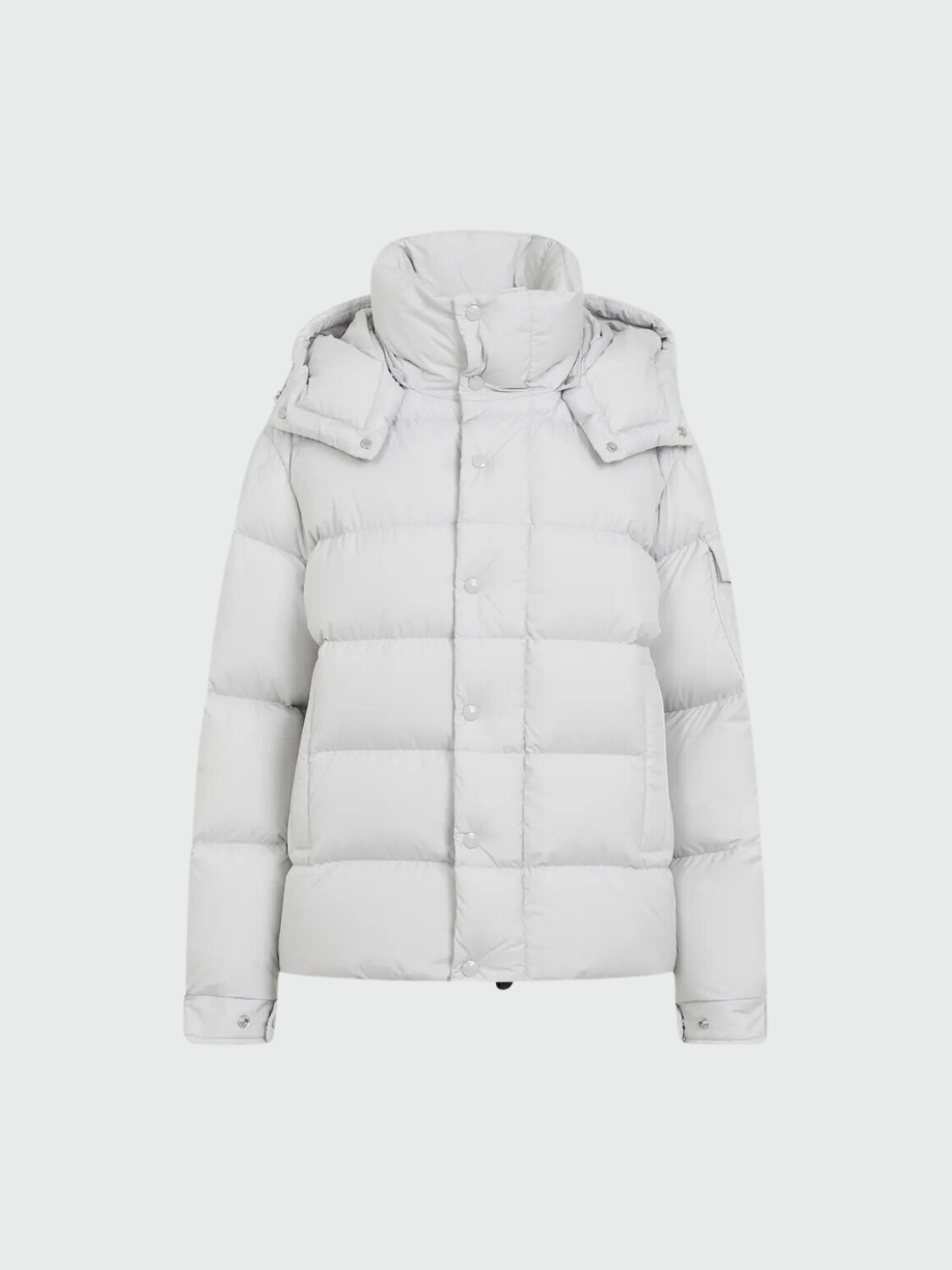 Moncler - Chaqueta rellena de plumas con capucha desmontable, Maya Gris Claro