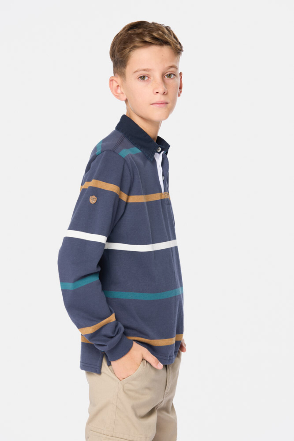 REMERA POLO RAYADA Azul