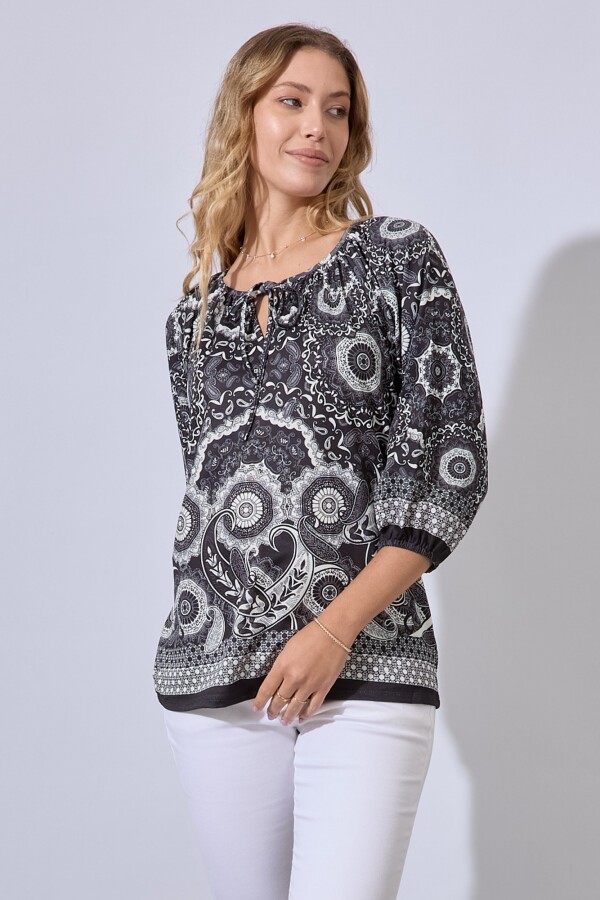 Blusa Printed NEGRO/BLANCO