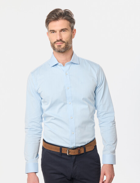 CAMISA DE VESTIR CON SPANDEX Celeste