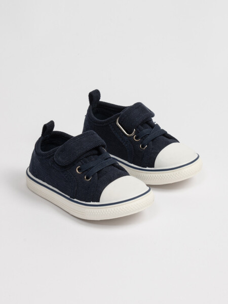 Zapatilla de pana con velcro Azul