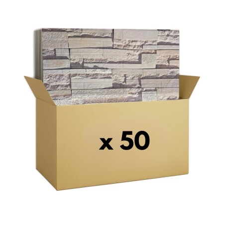 50 Placas Revestimiento Pared Autoadhesiva 70x77cm Promo X50 Piedra Clara