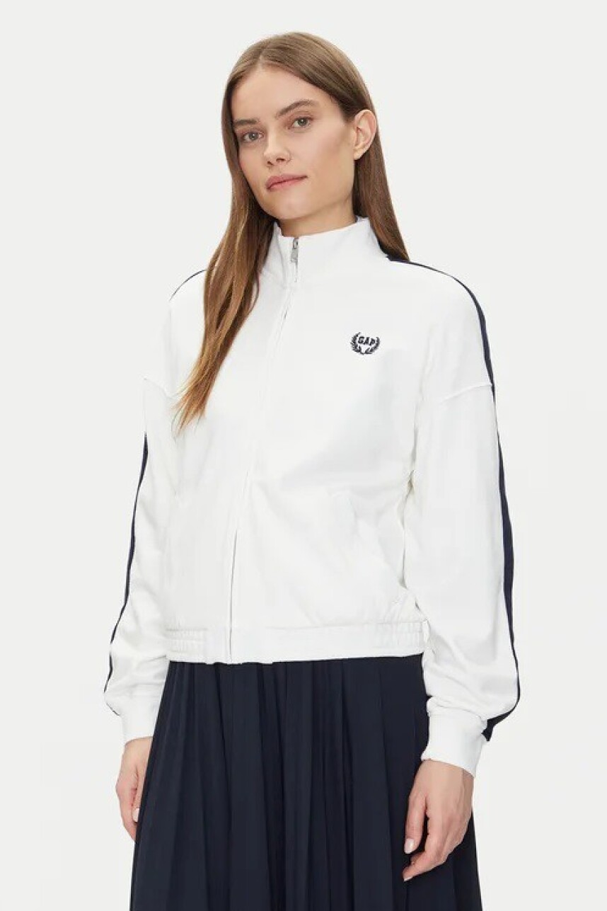 Campera Deportiva Logo Gap Sin Felpa Mujer New Off White