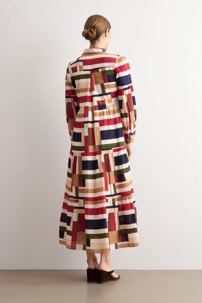 Maxi vestido estampa Geometrica multicolor