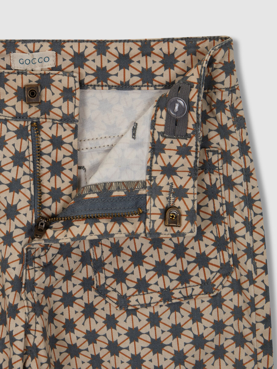 Pantalon De Twill Estampado Gris Oscuro