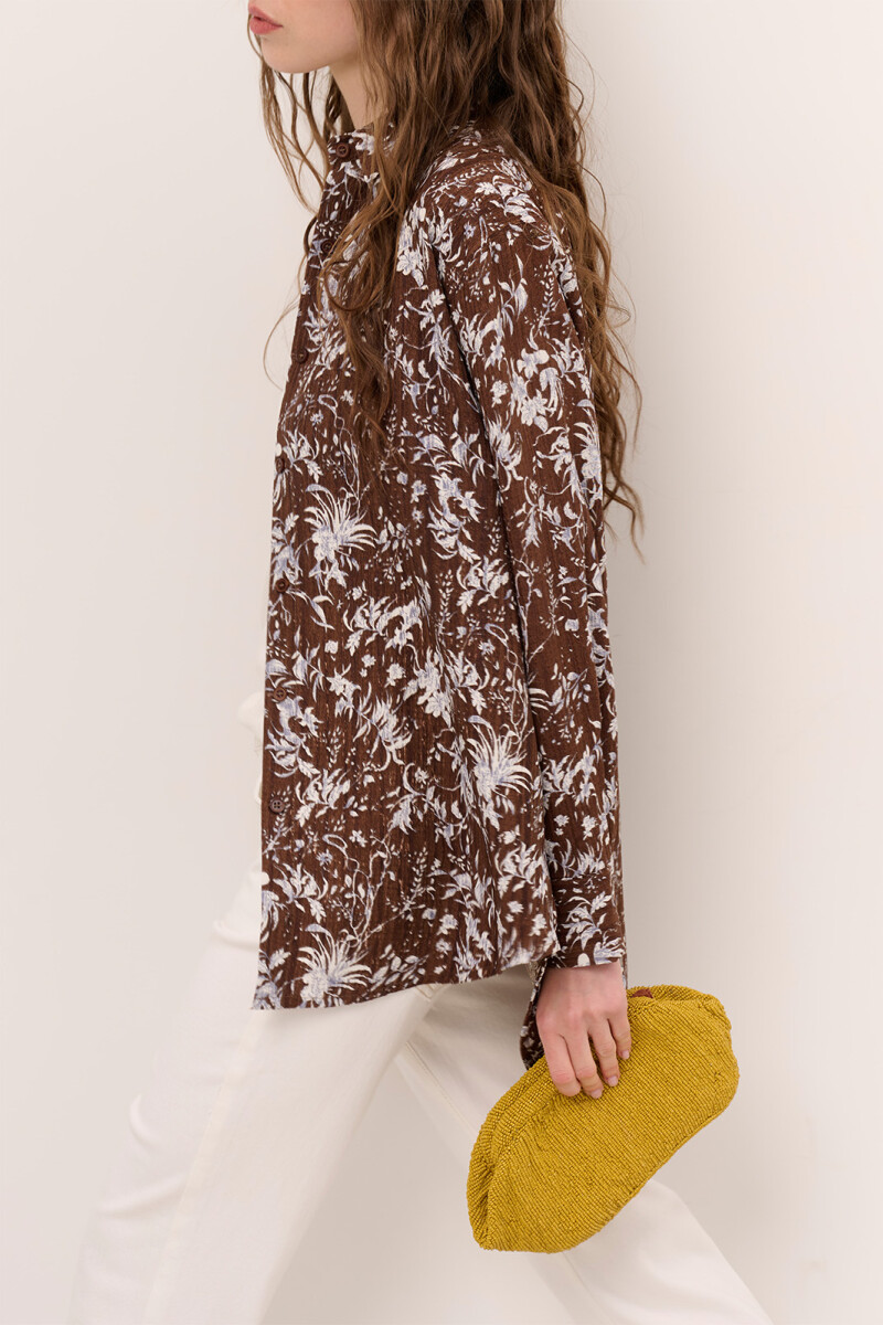 CAMISA JULIETA FLORES CHOCOLATE