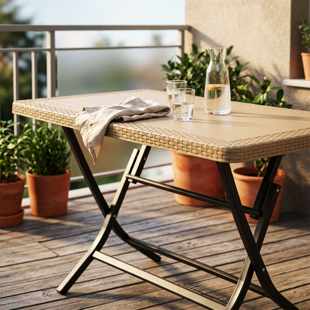 Mesa plegable de exterior Beige