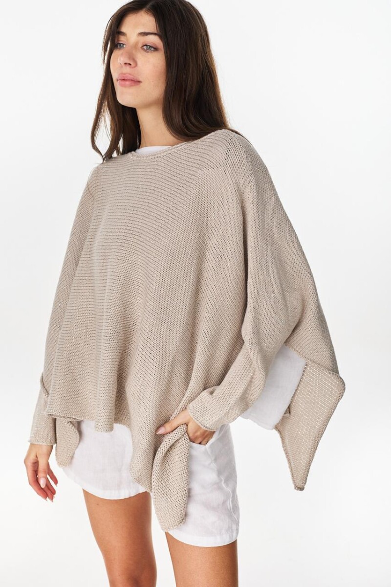 Poncho Misuna Vison Lurex Plata