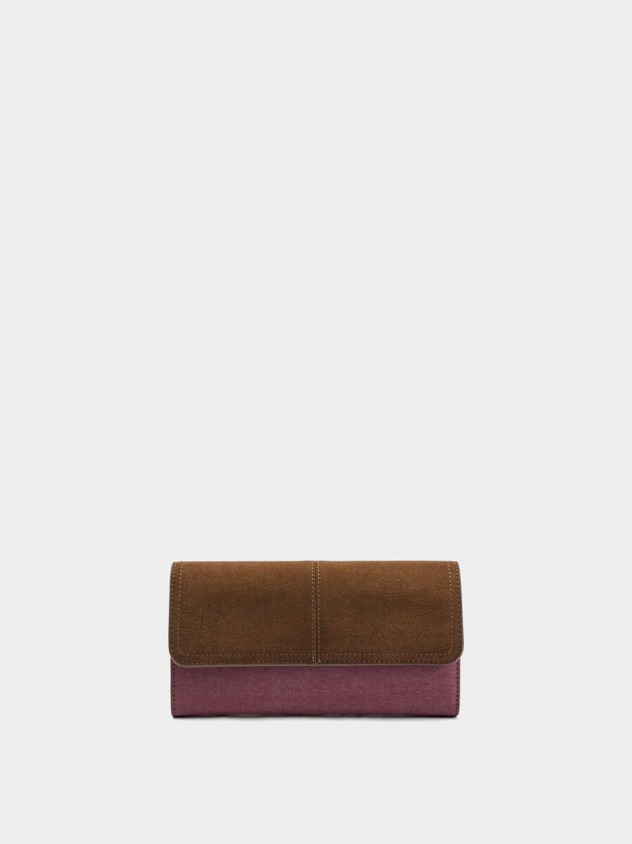 Cartera Efecto Piel Con Solapa - burdeos 