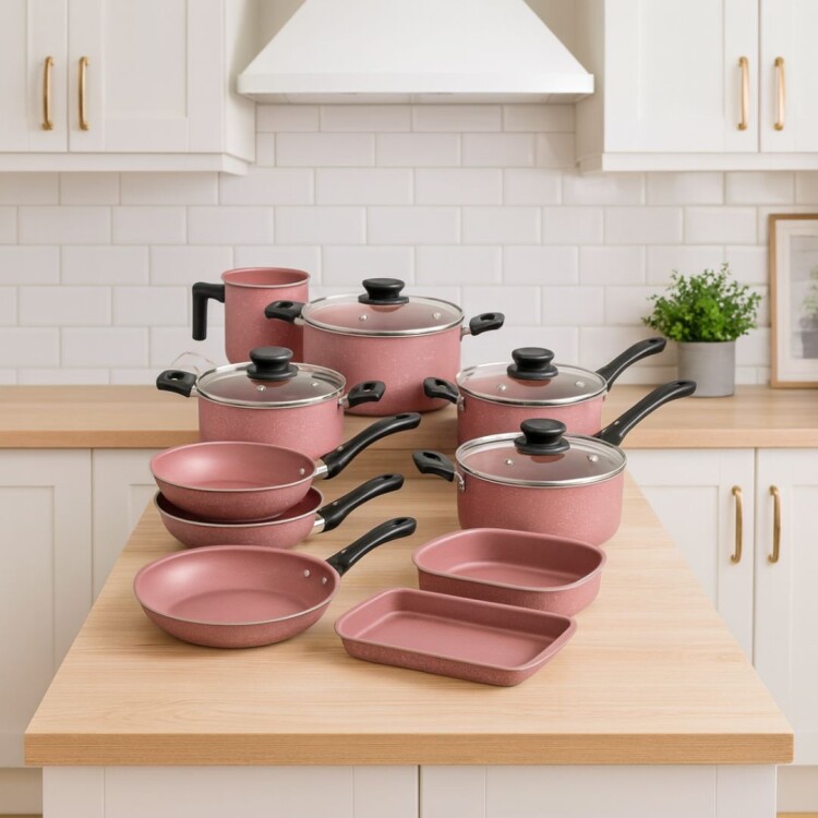 BATERIA DE COCINA TRAMONTINA LINZ 10 PIEZAS ROSA