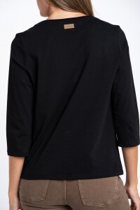 Remera Manga 3/4 Algodón Elastano Negro