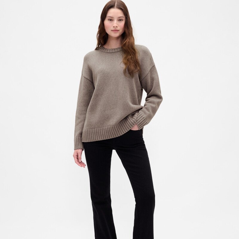 COTTON OS BF CREW PO TOASTED ALMOND HTHR