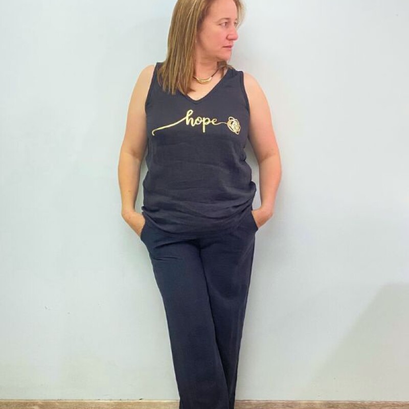 Musculosa de lino Italiana Negro