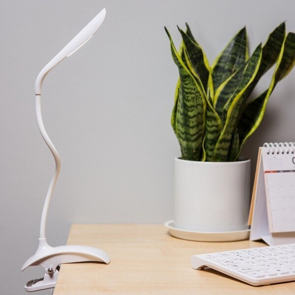 Lampara Led Con Pinza Mesa Escritorio Tactil Recargable Color Variante Blanco