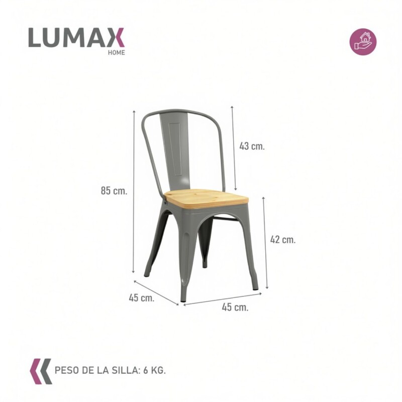 Silla tolix Metálica vintage asiento en madera Silla tolix Metálica vintage asiento en madera