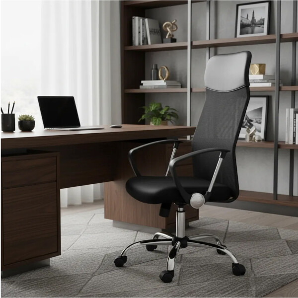 Silla Sillon Oficina Respaldo Alto Mesh Cromada SILLA RESPALDO OFICINA MESH NEMO