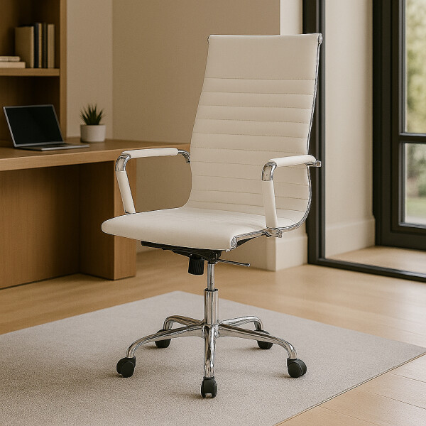 Silla de oficina giratoria eco cuero Blanco