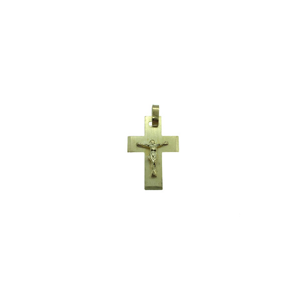 Cruz chata de oro amarillo 18k con Cristo N18 Cruz chata de oro amarillo 18k con Cristo N18