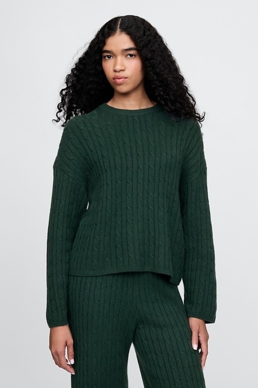 Buzo Cashsoft Cable Mujer Essex Green 702