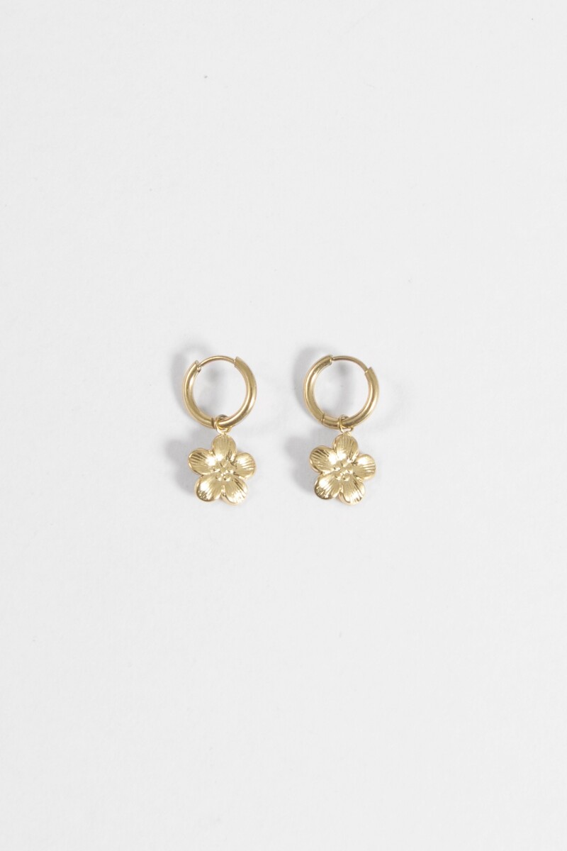Aros acero flor dorado