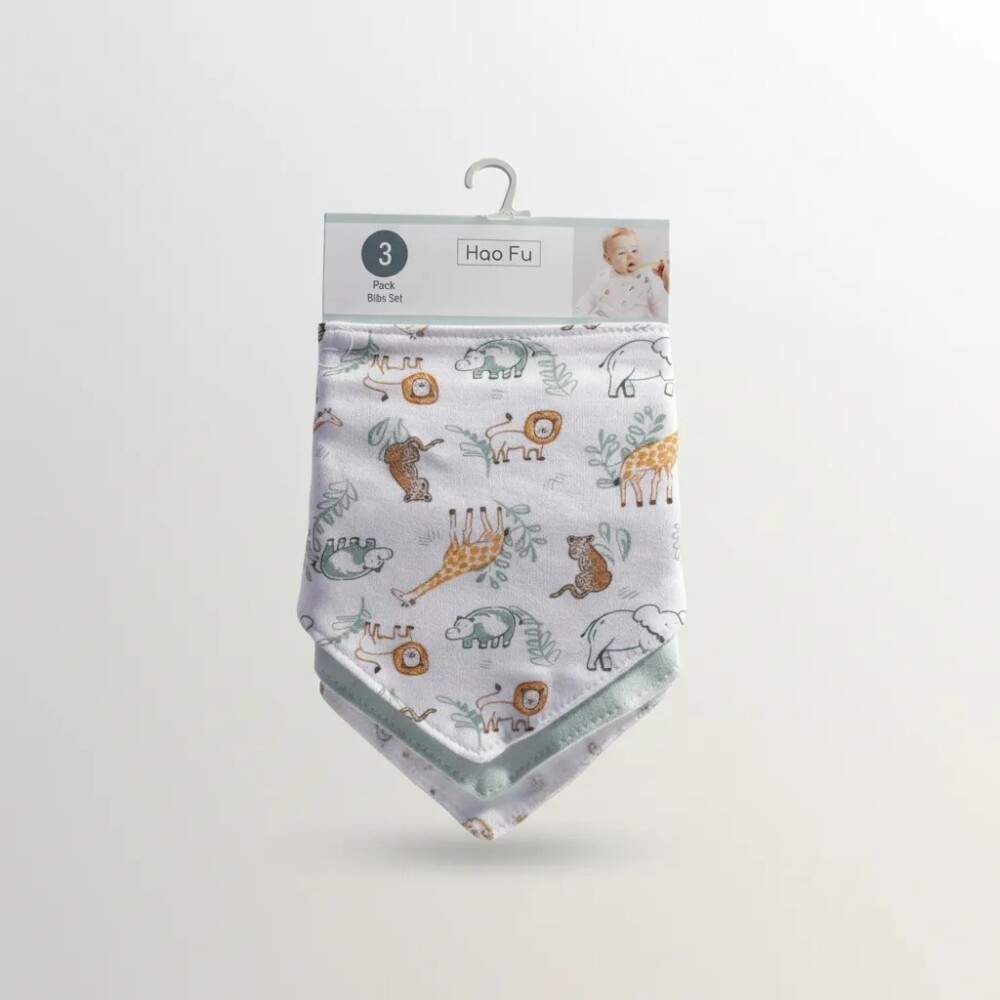 Set x3 baberos bandana GROW safari animals