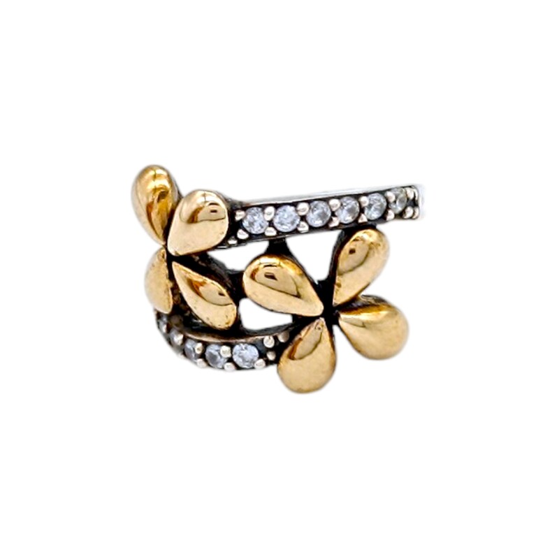 Anillo Flor-Plata y Oro-Piedra Zirconia-AN5209 conpiedra