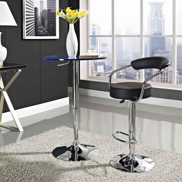 Taburete Con Respaldo Banqueta Cuero sintético Negro