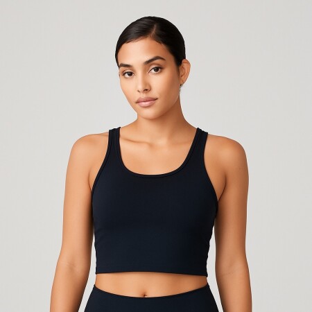 TOP MUJER ESSENTIAL TAPE FILA NEGRO