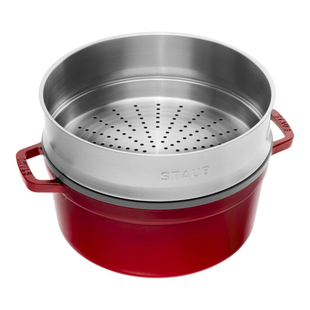 STAUB COCOTTE C/ VAPORIERA - 26 CM CHERRY STAUB COCOTTE C/ VAPORIERA - 26 CM CHERRY