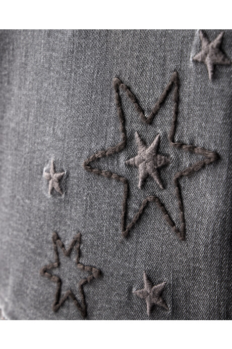 Pantalón jean semi oxford y bordado de estrellas Sin color