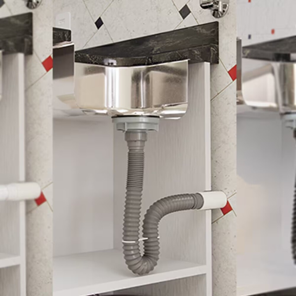 Sifón plástico universal corrugado Blukit gris Sifón Plástico Universal Corrugado Blukit Gris