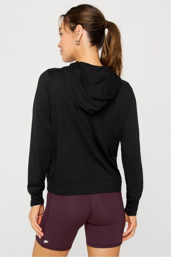 Polera Cloud Jersey Full Zip Hoodie Mujer Black